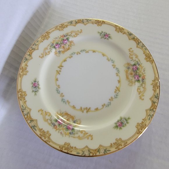 4 Noritake China Japan ACACIA Small Bread Side Desert Plates Gold Floral Pink - Picture 4 of 8